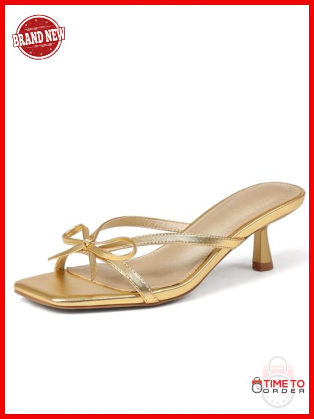 Square Toe Kitten Heel Sandals Bow Slip On Mule Dress Shoes